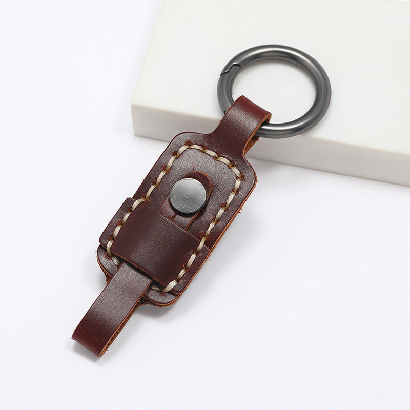 Wholesale Vintage Hand Sewn High-end Cowhide Leather Keychain